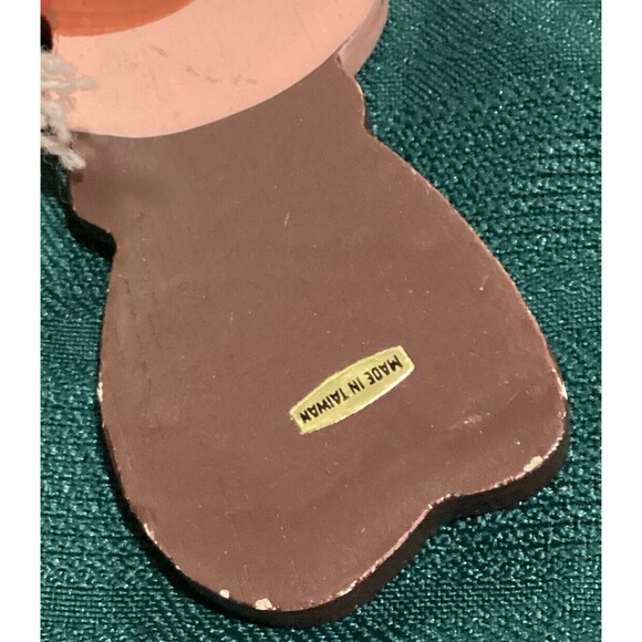 Vintage Christmas 20 Flat Wooden Hand Painted Ornament Lot Santa Snowmen Bears - Picture 12 of 16